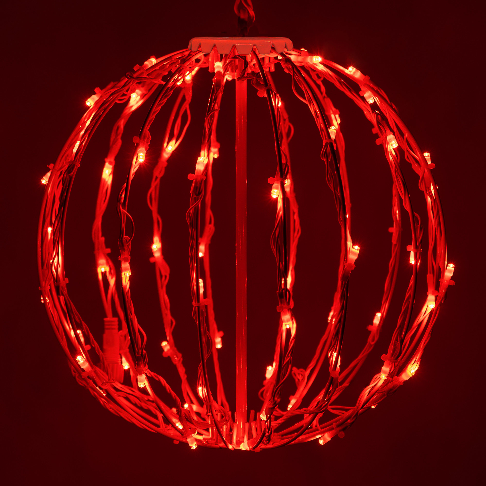 Fold-Flat LED Metal Lighted Outdoor Decoration, 12" H x 12" W x 12" D, Red