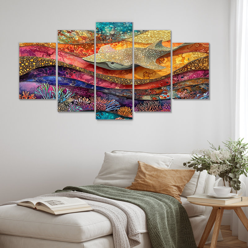 Abstrait Stingray dans l'aquarium Collages I - art mural Stingray - décoration murale diamant