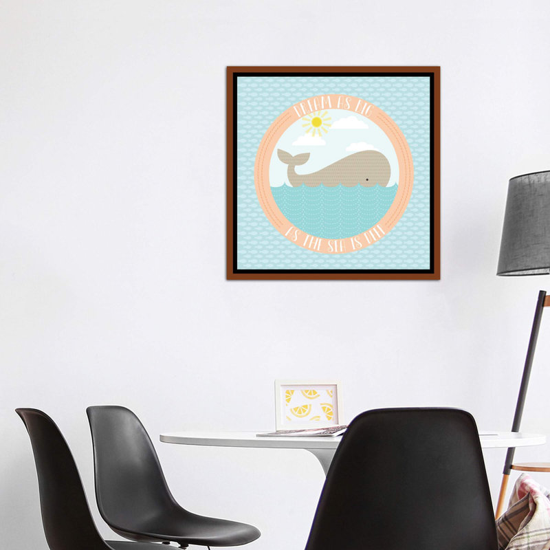 «Deep Blue Sea III» par Alison Tauber - impression d'art textuel, H 37 po x l 37 po x P 1,5 po, Toile avec cadre brun