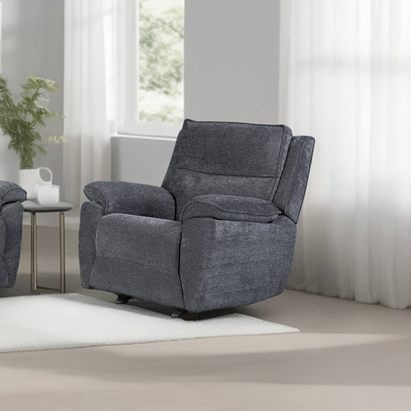 Berthony 94cm Wide Chenille Standard Recliner, Blue Grey