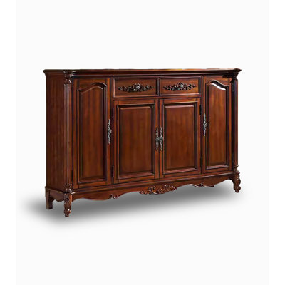 American-style Carved Solid Cherry Wood Shoe Cabinet