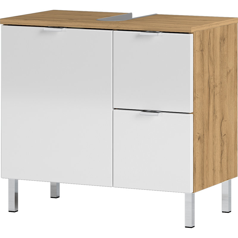 Midgett 60cm Single Bathroom Vanity Base Only, Imitation Grandson Oak/White