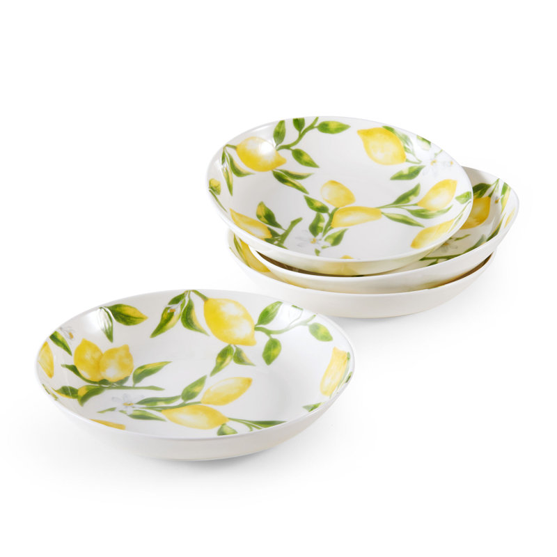 Lemons 8.5 in Bone Chine Pasta Bowls