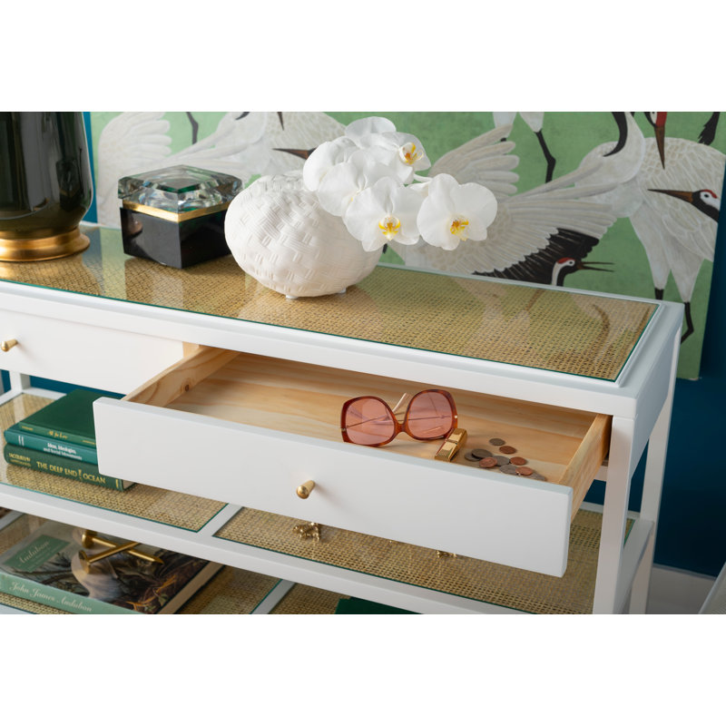 Caanan 48'' W Glass Console Table, Vanilla