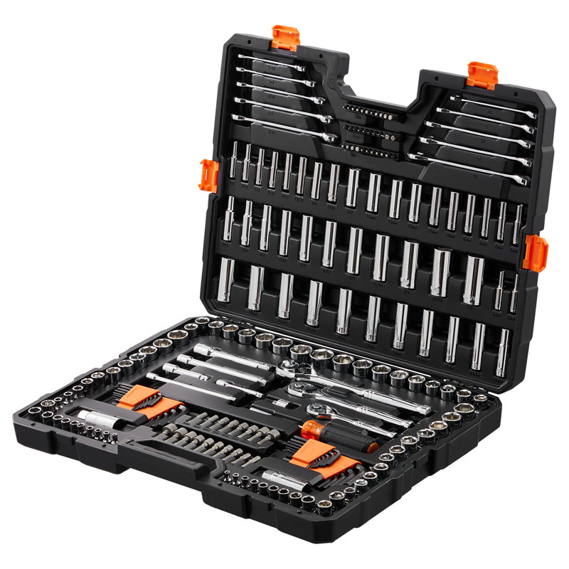 VEVOR Mechanics Tool Set and Socket Set, 1/4" 3/8" 1/2" Drive Deep and Standard Sockets