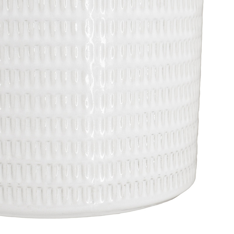S/2 Textured White Ceramic Planters