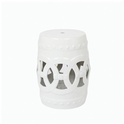 10.5" x 17" Glazed Ceramic Drum Stool - Indoor/Outdoor Side Table - Accent Garden Stool