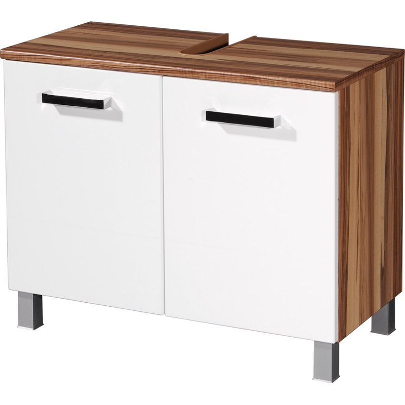 Elegance 70cm Bathroom Vanity Base Only, White / Baltimore-Walnut