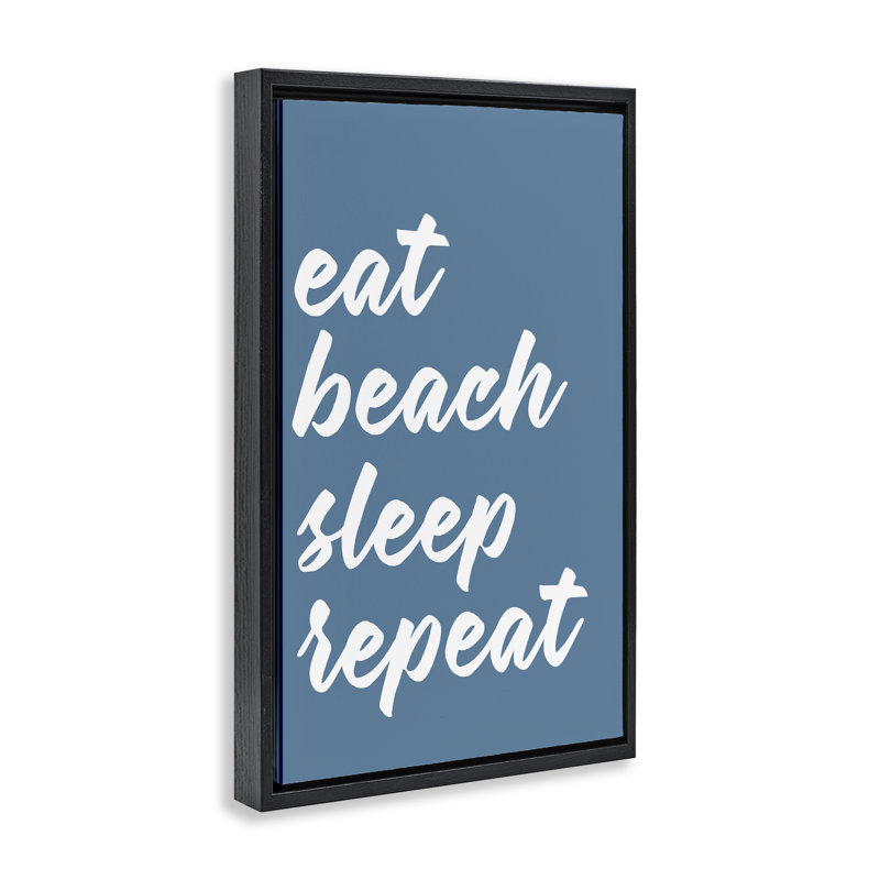 Toile flottante encadrée avec plage répétée, H 25 po x l 17 po, Cadre flottant noir de jais