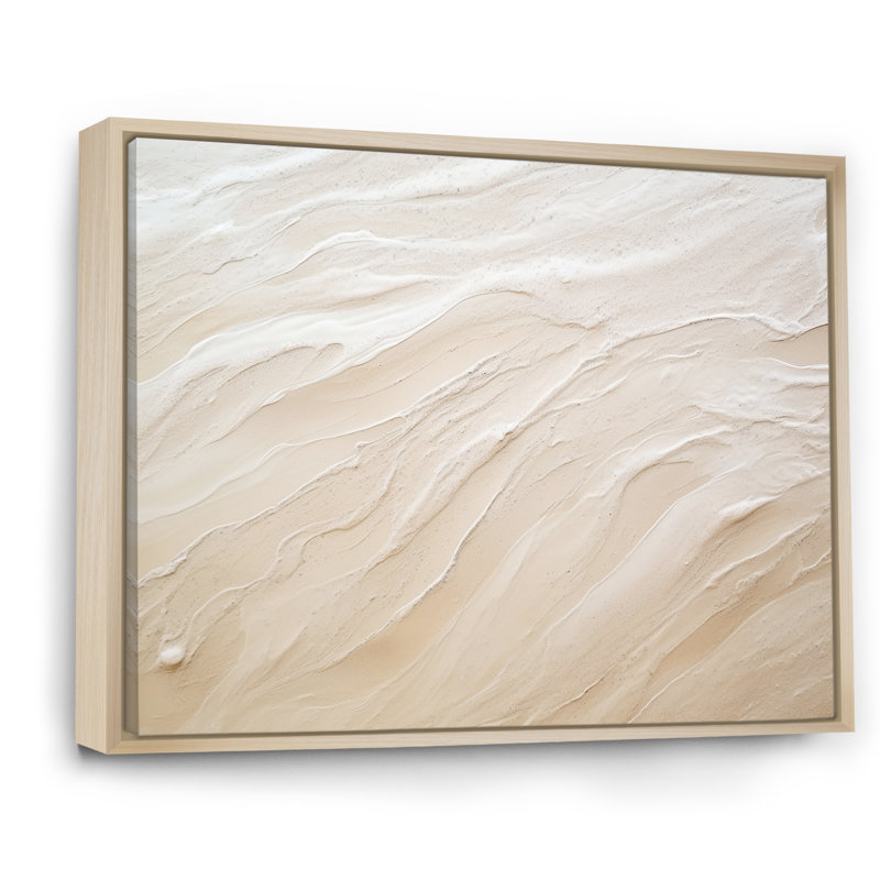 Charme moderne sable beige plage - art mural large sable de plage, H 34 po x l 44 po x P 1,5 po, Cadre flottant naturel
