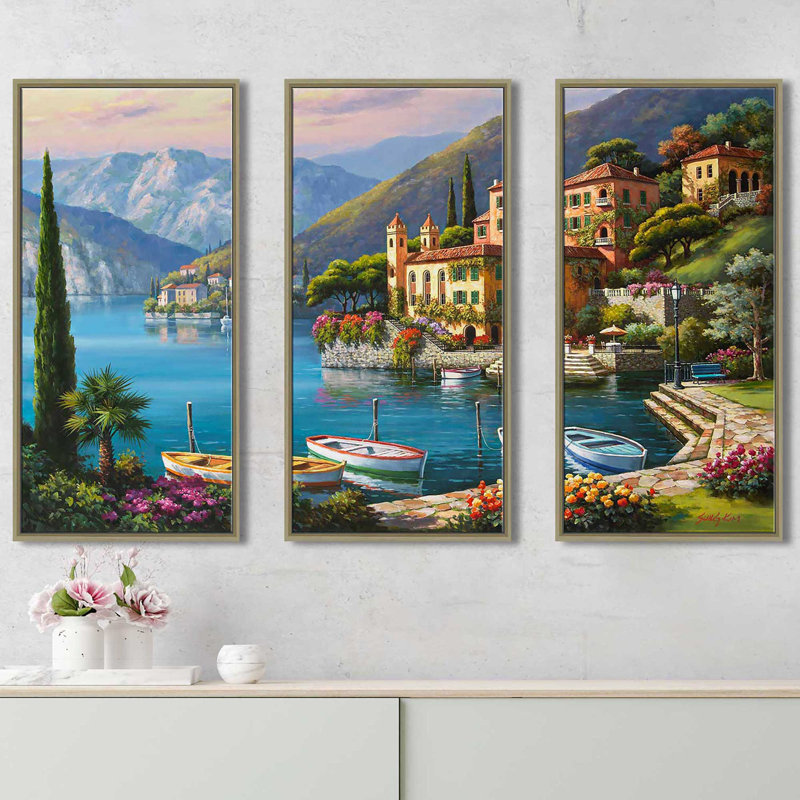 "Villa Bella Vista" par Sung Kim, reproduction sur toile flottante 3 pièces, H 33,5 po x l 52,5 po x P 2 po
