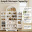 Garde-manger arqué, armoire arquée de 70 po de hauteur avec tablettes réglables et lumières à induction à 3 couleurs, armoires de cuisine, armoire avec portes de grange pour la cuisine ou le salon, blanc