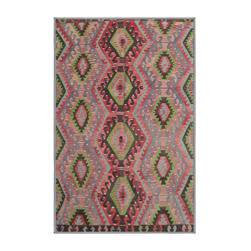 Tapis oriental multicolore tissé à la machine Oriental, Rectangle 3 pi x 5 pi