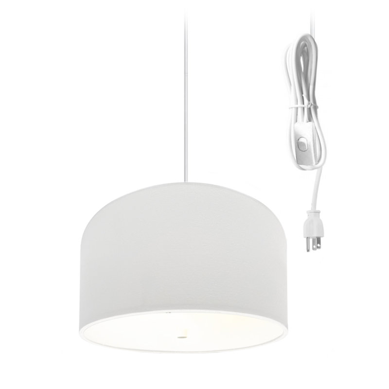 2 - Light Drum Pendant, White, White