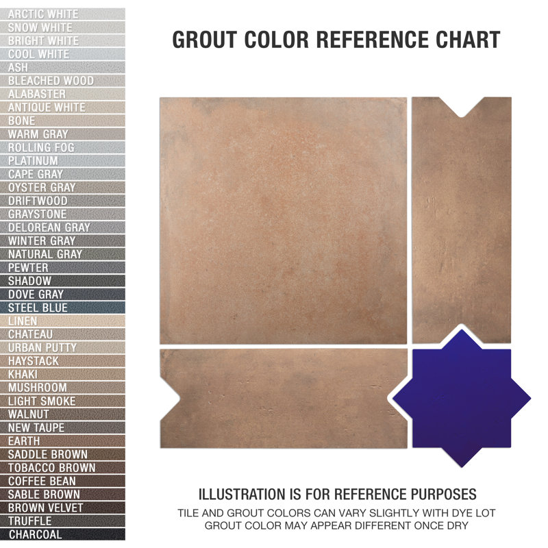 Argile Bordeaux 24-5/8 In. X 24-5/8 In. Porcelain Floor And Wall Tile Kit, Brown/Blue