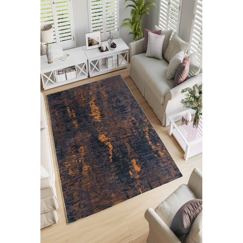 Eco-Friendly Area Rug, 100% Polyester, 5.2 x 7.5 ft | Antibacterial, Non-Slip PVC Dot Underside, 0.16 in Pile Height | Machine Washable, Digital Printed Design | Perfect for Living Room, Bedroom, & Dining Areas