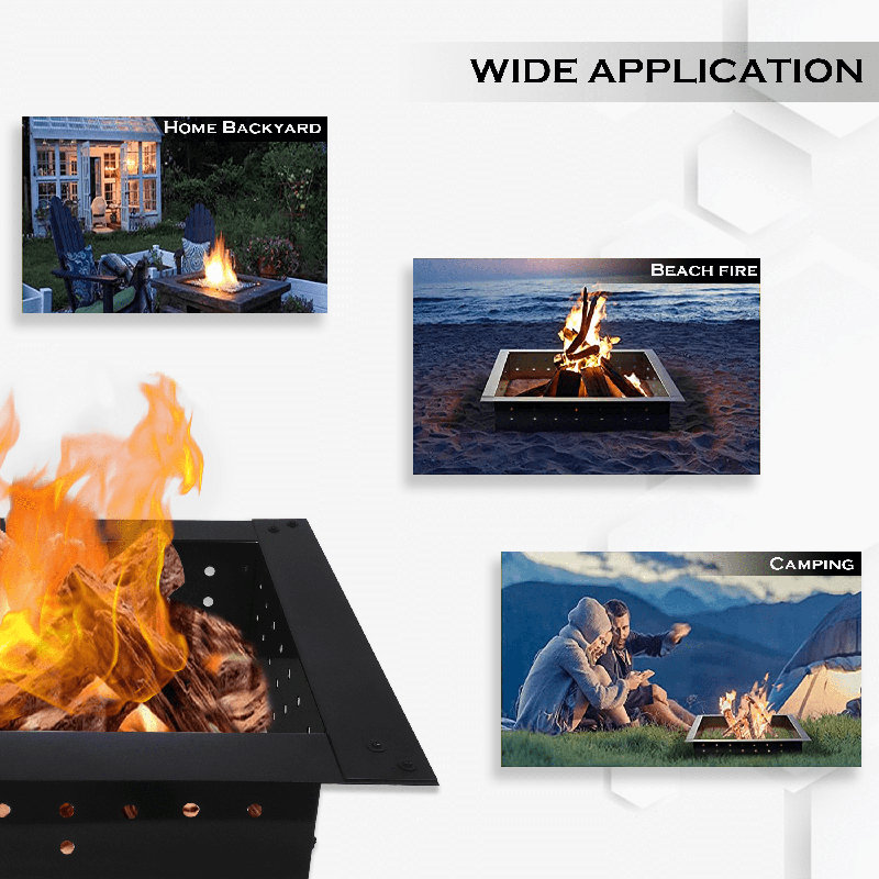 Square Steel Wood Burning Smokeless Fire Ring