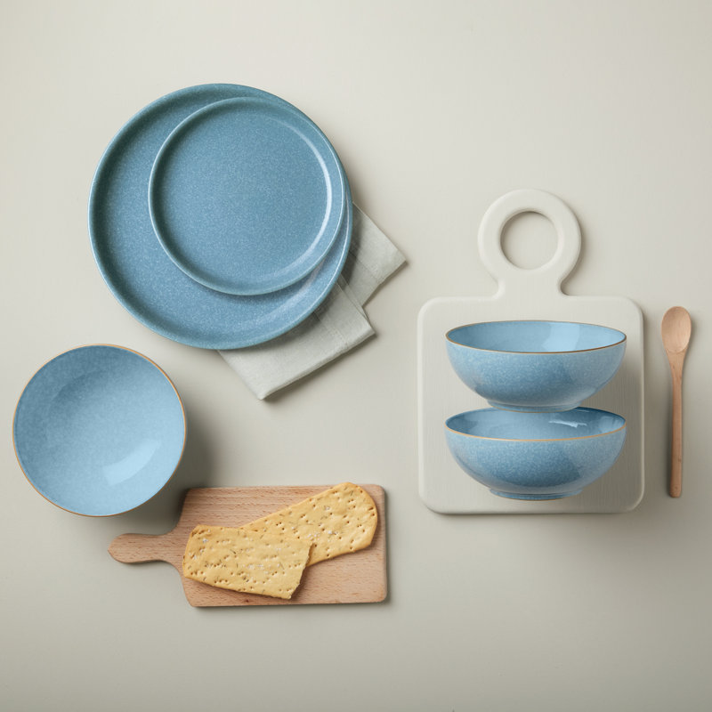 Elements Light Grey Coupe 12Pc Tableware Set, Blue