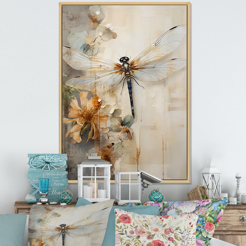 «Dragonfly Delight II», reproduction sur toile, Reproduction avec cadre flottant, H 40 po x l 30 po, Érable
