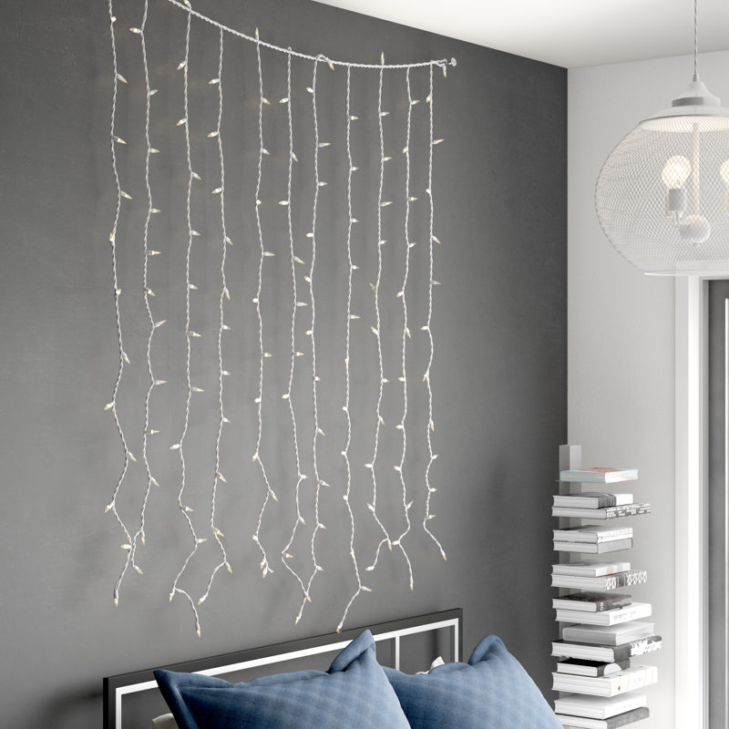 Caln Indoor 150 - Bulb 6'' Plug-in Curtain String Light, Twinkle
