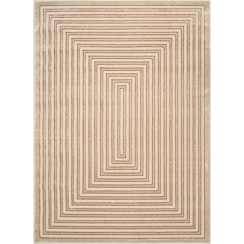 Monaco Series Abrstract Black/Gray/Ivory/Beige Area Rug, Rectangle 5'3" x 7'3"