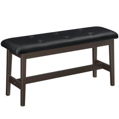 Solid Wood Bench with PU Leather Upholstered Seat by George Oliver