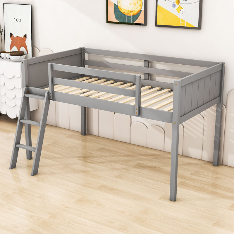 Jamicka Twin Panel Loft Bed by Harriet Bee, Gray