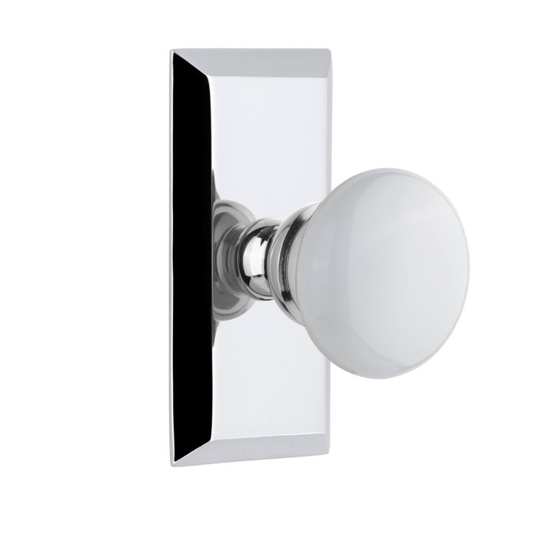 Petite plaque Grandeur Fifth Avenue avec bouton Hyde Park, Chrome brillant