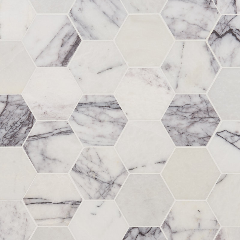 Lilac Premium 12 In. X 12 In. Hexagon Marble Mosaic Floor And Wall Tile (8 Sq. Ft. / Sheet)