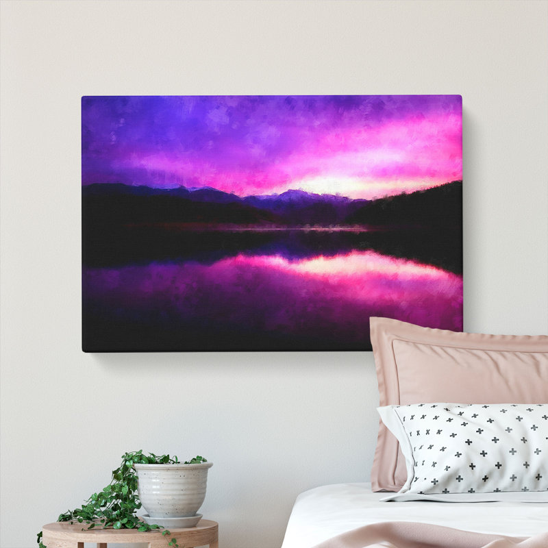 Purple Mountains - Wrapped Canvas Painting Print, 60cm H x 91cm W x 3cm D