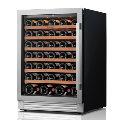 24" 54-bottle Single Zone Built-in Wine Cooler Frost Free Fridge With Dual Layer Tempered Glass Door