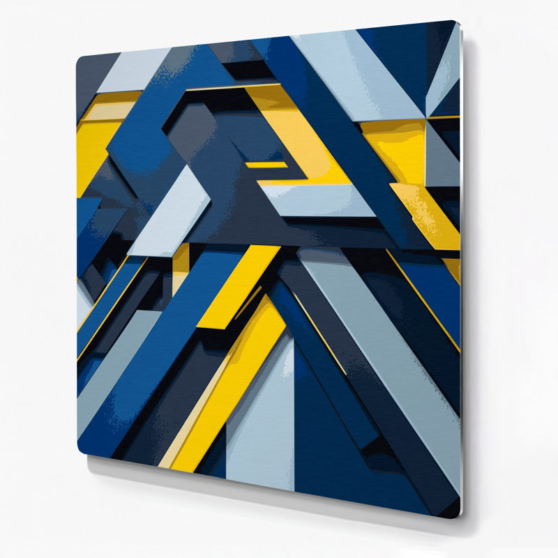 «Geometric Abstraction 17», art mural en métal bleu, H 12 po x l 12 po