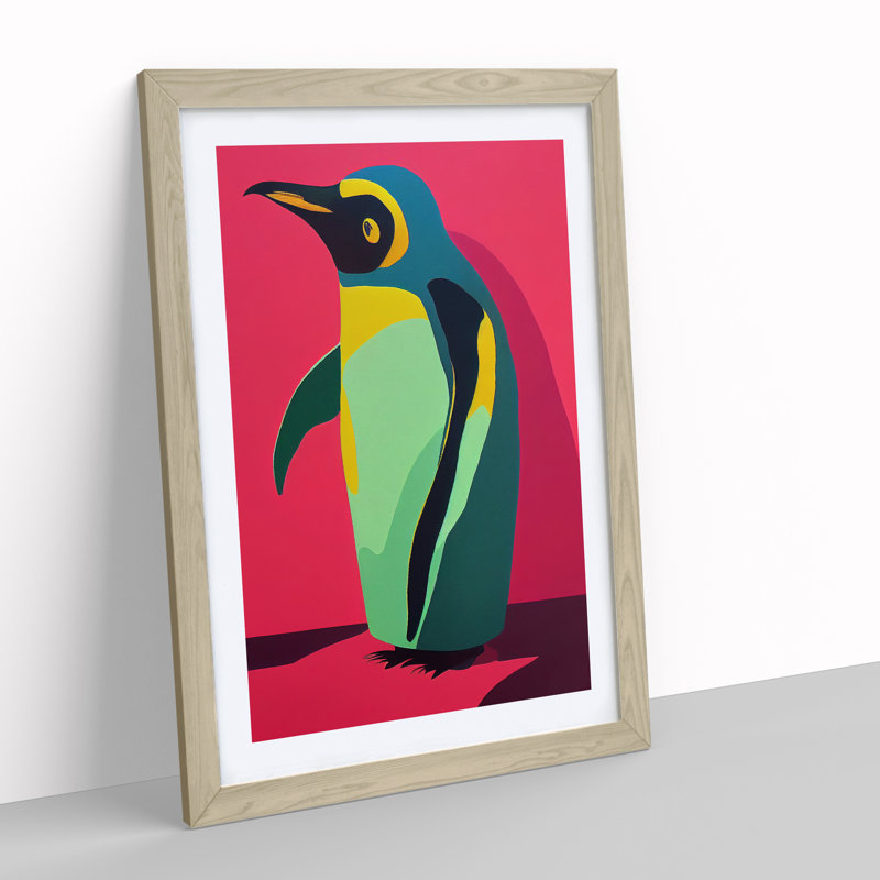 Penguin Abstract No.8 - Wall Art, 64cm H x 46cm W, Oak Frame