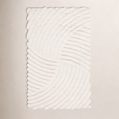 Abriel Ivory Hand-Woven Abstract Wool Rug