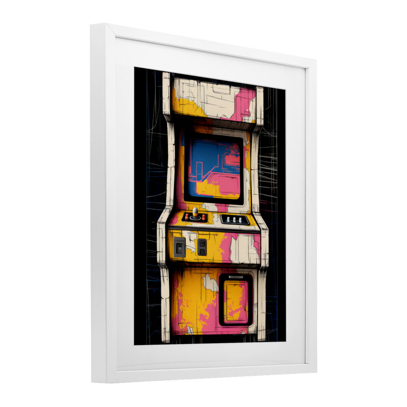 Impression rétro encadrée sous verre Joy Joy Jourays, conception par Lazar Studio, H 21 po x l 17 po, Cadre blanc côtier