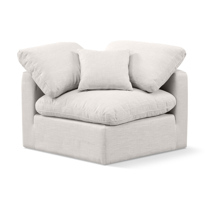 Fauteuil Musheerah, Tissu crème texturé en lin