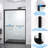 Double Sliding Shower Door With 8Mm Clear Tempered Glass, Matte Black Aluminum Frame, Stainless Steel Handle, - Crash Angle, Mute Operation For Bathroom Finish, Protection, Reversible
