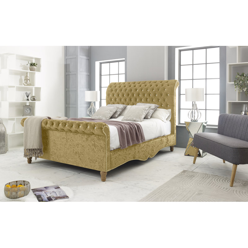 Margrett Upholstered Bed, Beige, Double (4'6)