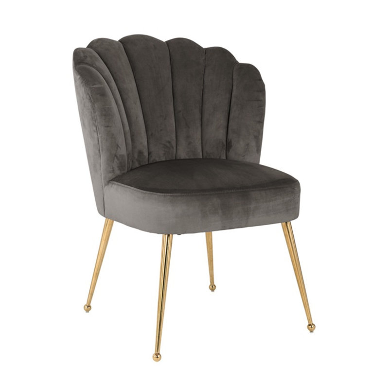 Chaise d'appoint rembourrée en velours Pippa, Or, Kaki