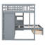 Lit superposé gris avec rangement pratique - Gardez votre chambre à coucher propre et bien rangée. Double au-dessus de la taille simple. Garde-robe et tiroirs. Space Optimizer. 97,9 po x 80 po x 64,6 po Fabrication en bois massif. Support solide-1700096000-1700096001