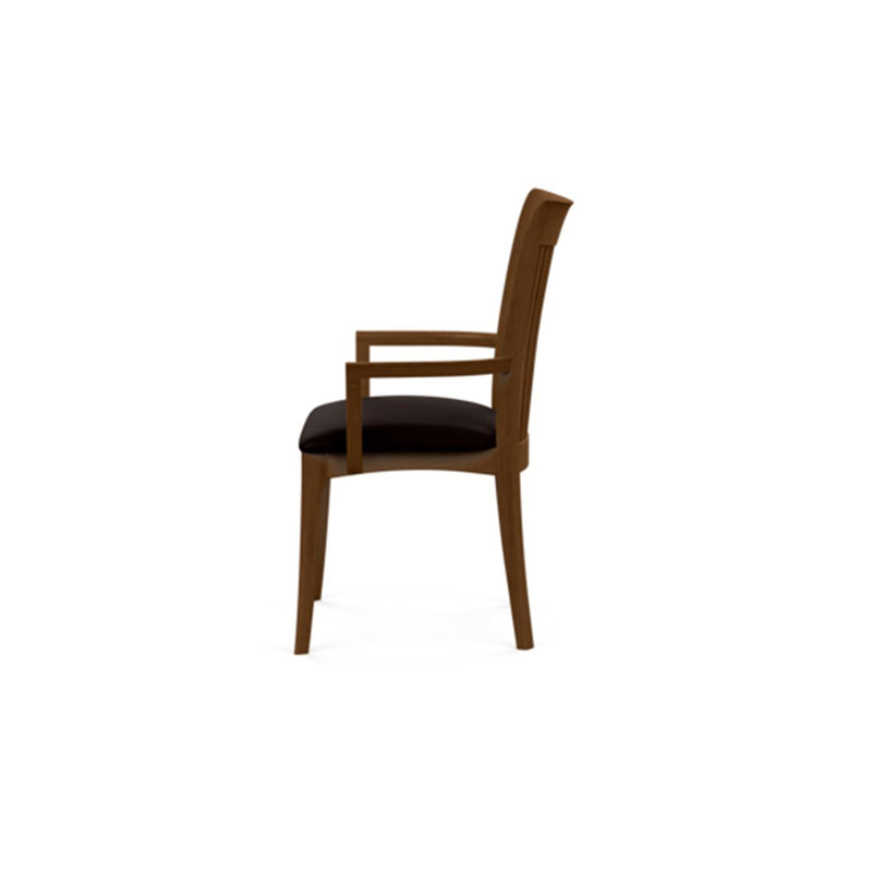 Sarah Upholstered Arm Chair, Saddle Cherry, Ebony Leather