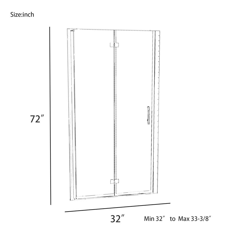 32'' - W x 72'' H Bi-Fold Door Semi-Frameless Shower Door with
