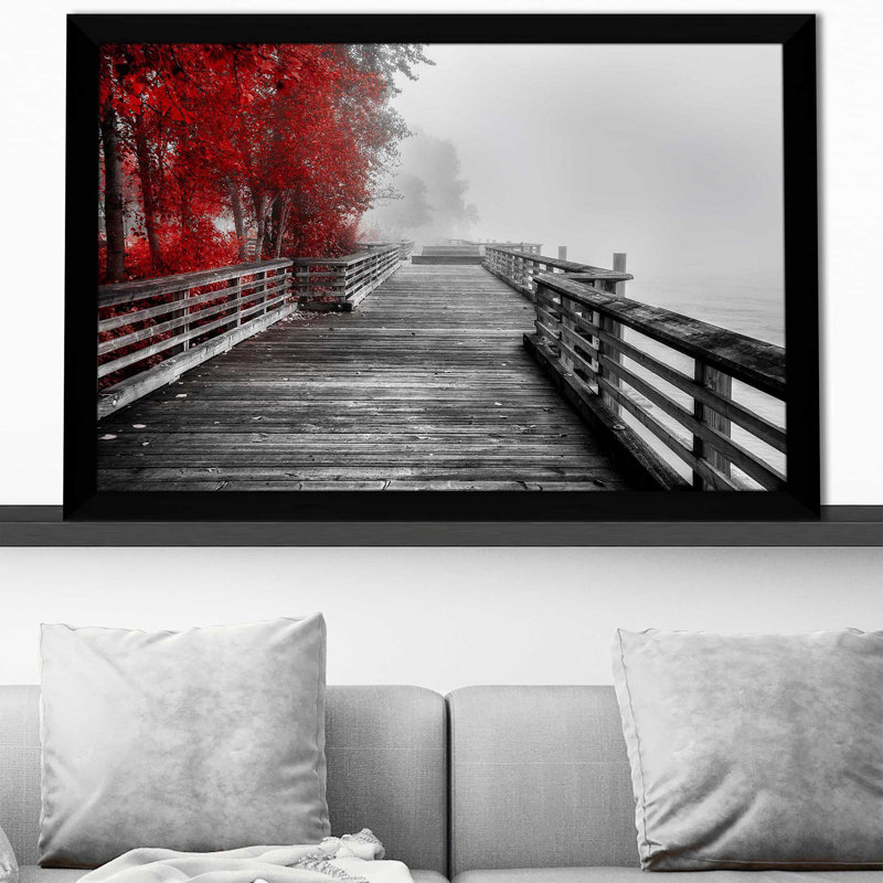 " Fall Walkway " by Vladimir Kostka, Black Framed, 33.5" H x 49.5" W x 1" D