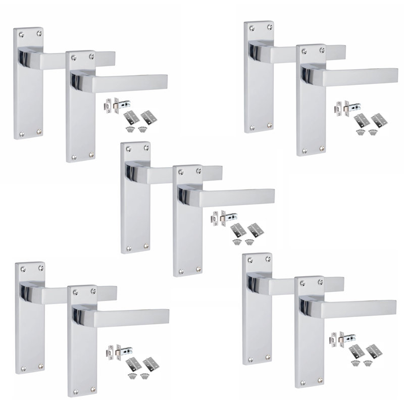  5 Sets Victorian Straight Delta Door Handles Latch 