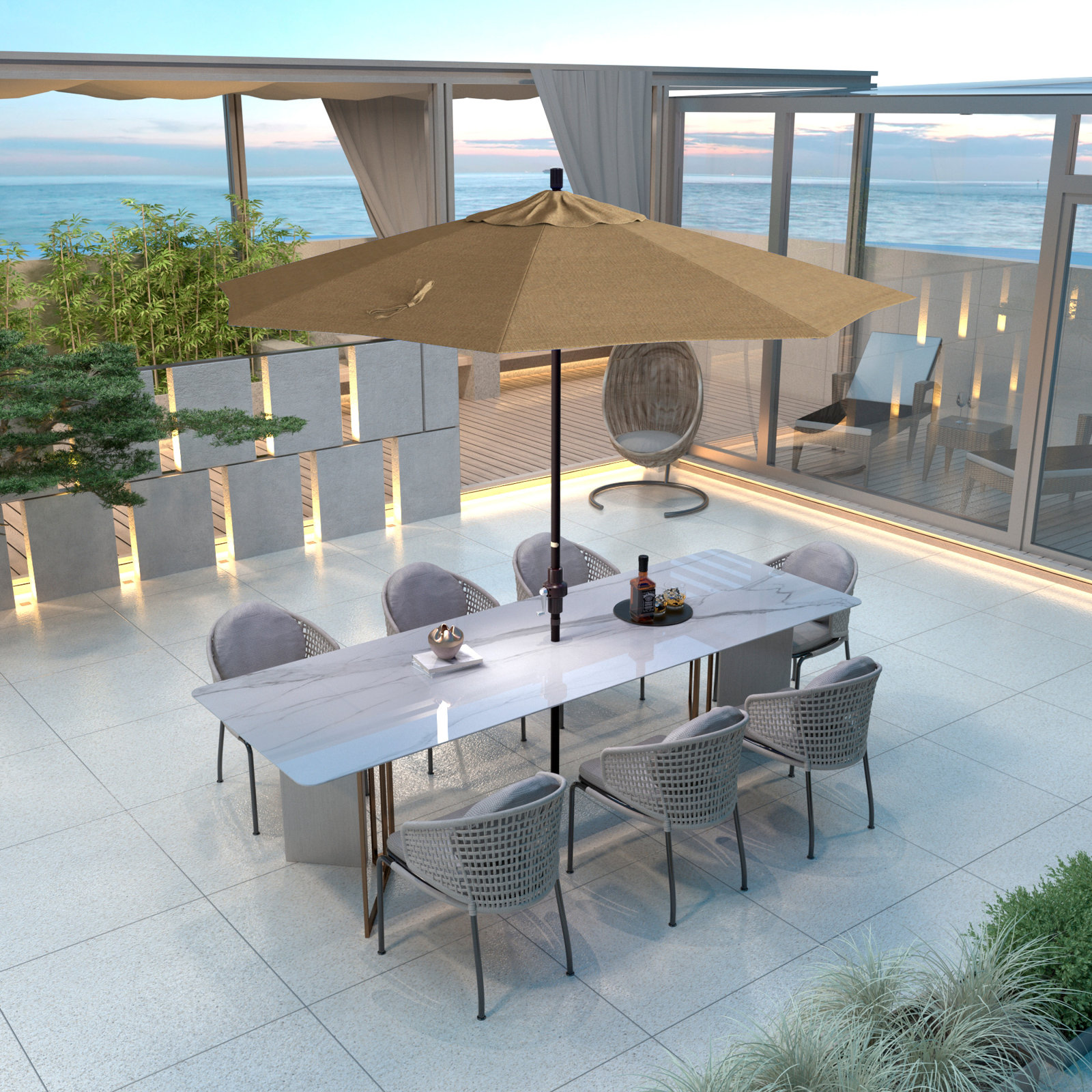 108 " Umbrella Patio Umbrella, Woven Sesame Performance