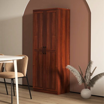 63" Freestanding Pantry, Tan Storage Cabinet. 5 Shelving, Adjustable, Elevates Dining Room Organization Cabinet For Room, Freestanding. 2 Increases Functionality