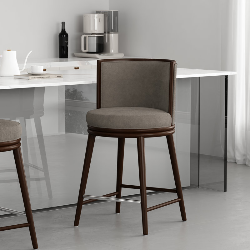 Tabouret de comptoir rembourré Evalyn, Colombe, Tabouret de comptoir (siège d'une hauteur de 26,3