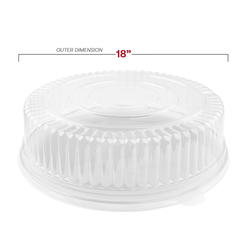 Plateaux ronds en plastique blanc de 45,7 cm (18 po) avec couvercles - 25 unités, 18" L x 18" W x 13" H, White