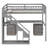 Full Size Loft Bed with Desk, 2 Chest of Drawers & LED Light Strip – Space-Saving Wooden Bed Frame, Gray-781420716-781420713