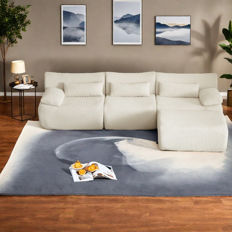 Spacious Modular Sofas, Durable Corduroy, Modern Style For Living Room